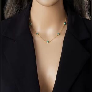 Stainless Steel Turquoise Simplicity Golden Necklace Earrings For Women Ideal fo
